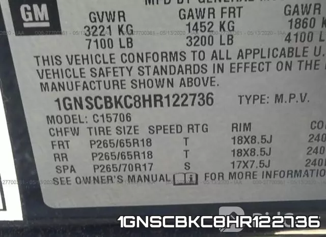 1GNSCBKC8HR122736 фото 10