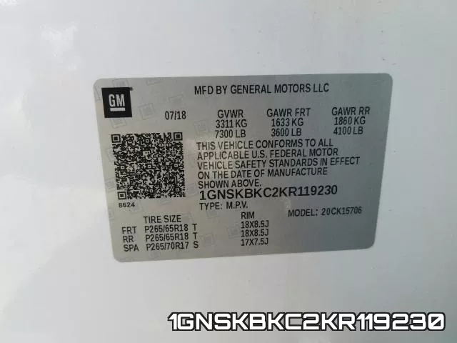 1GNSKBKC2KR119230 фото 2