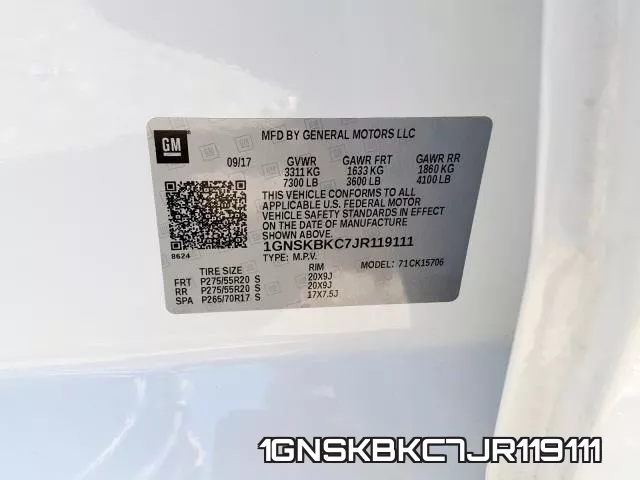 1GNSKBKC7JR119111 фото 2