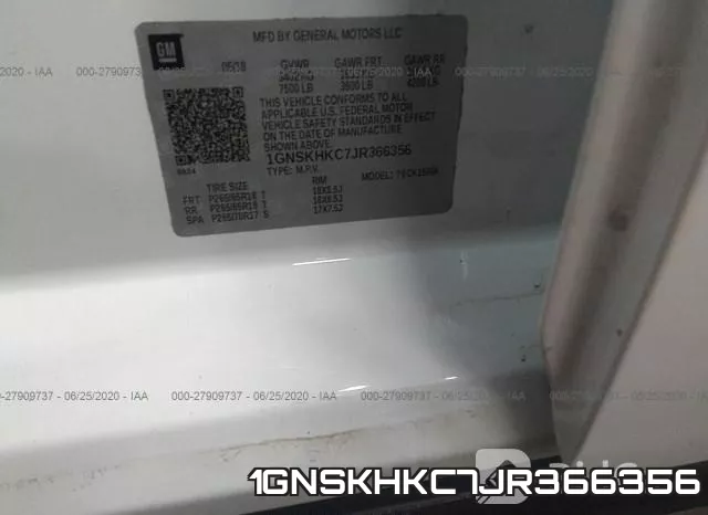1GNSKHKC7JR366356 фото 10