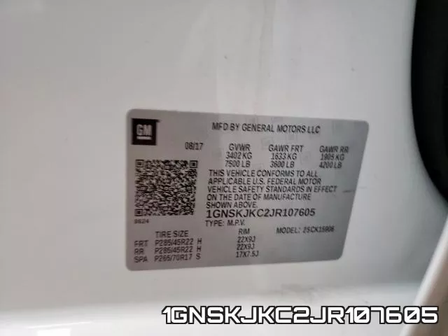 1GNSKJKC2JR107605 фото 2