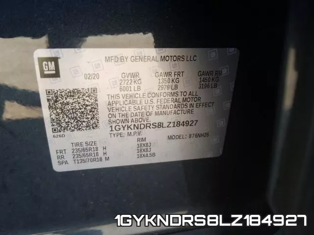 1GYKNDRS8LZ184927 фото 2