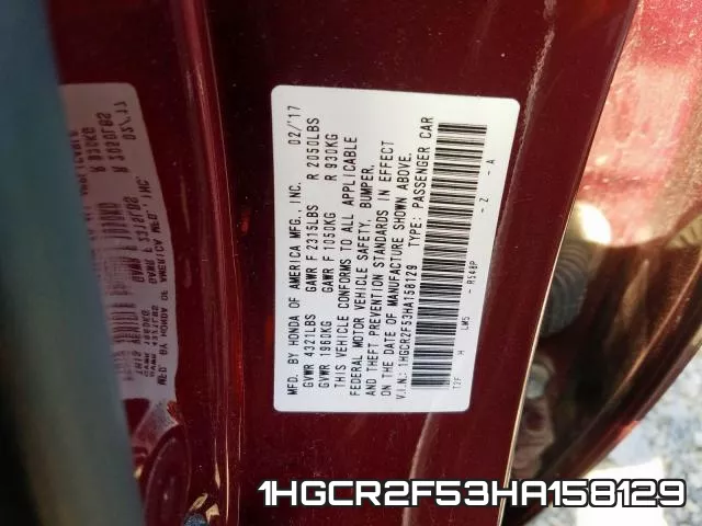 1HGCR2F53HA158129 фото 2