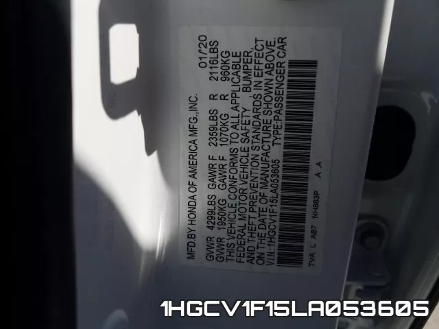 1HGCV1F15LA053605 фото 2