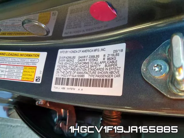 1HGCV1F19JA165885 фото 2