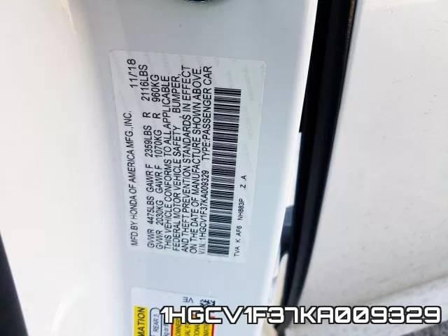 1HGCV1F37KA009329 фото 2