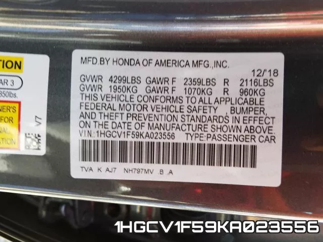1HGCV1F59KA023556 фото 2