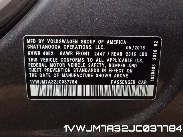 1VWJM7A32JC037784 фото 2