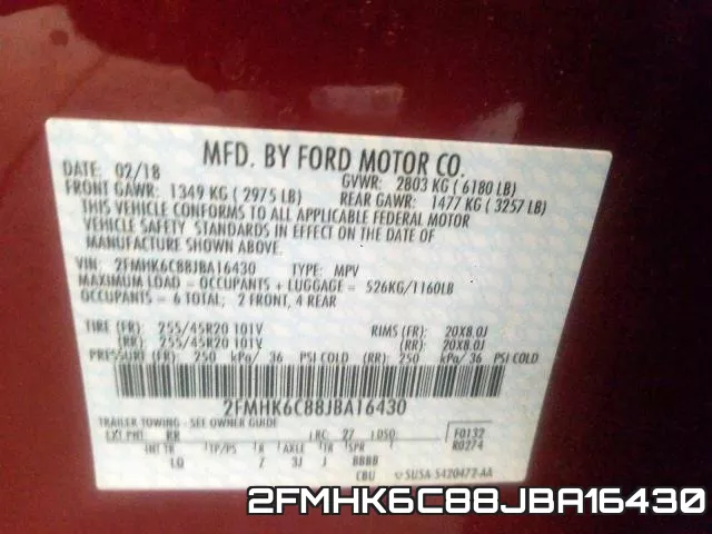2FMHK6C88JBA16430 фото 2
