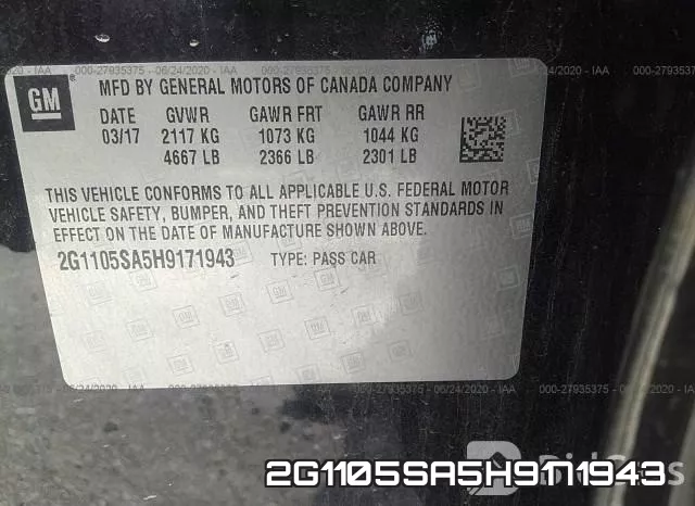 2G1105SA5H9171943 фото 10