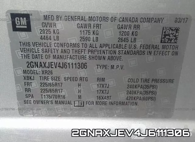 2GNAXJEV4J6111306 фото 10