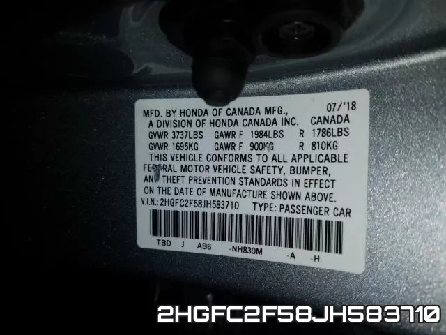2HGFC2F58JH583710 фото 2