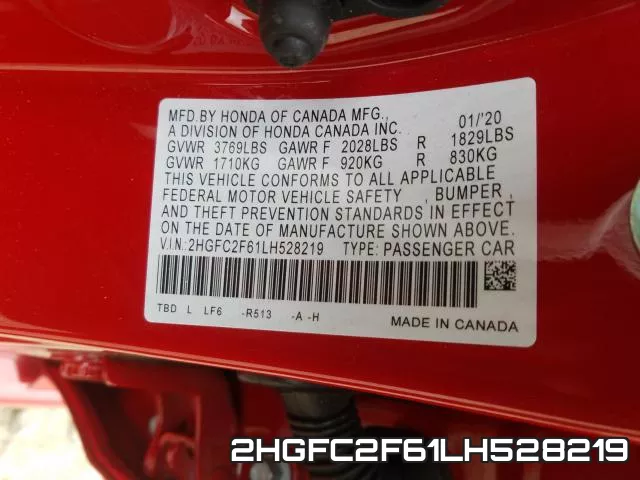 2HGFC2F61LH528219 фото 2