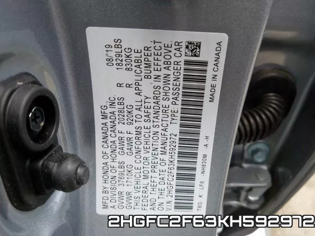 2HGFC2F63KH592972 фото 2