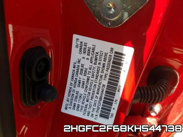 2HGFC2F68KH544738 фото 2