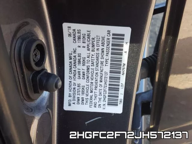 2HGFC2F72JH572137 фото 2