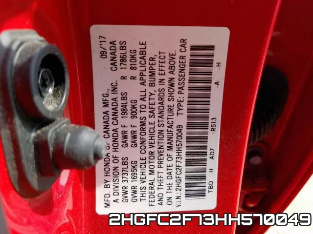 2HGFC2F73HH570049 фото 2
