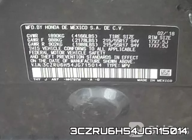 3CZRU6H54JG715014 фото 10