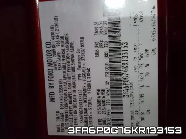 3FA6P0G76KR133153 фото 2