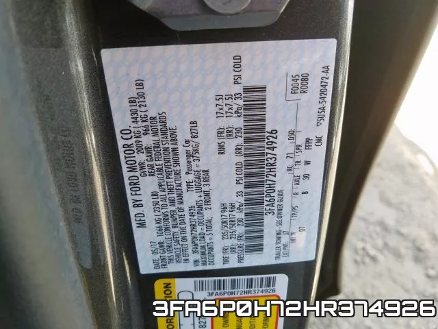 3FA6P0H72HR374926 фото 2