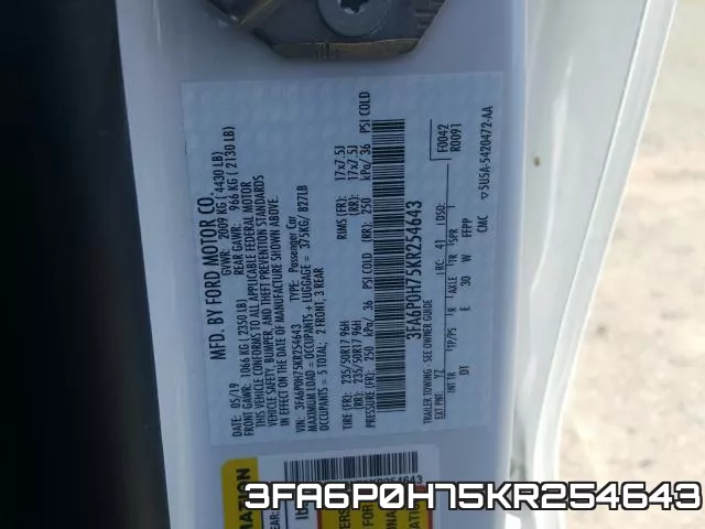 3FA6P0H75KR254643 фото 2