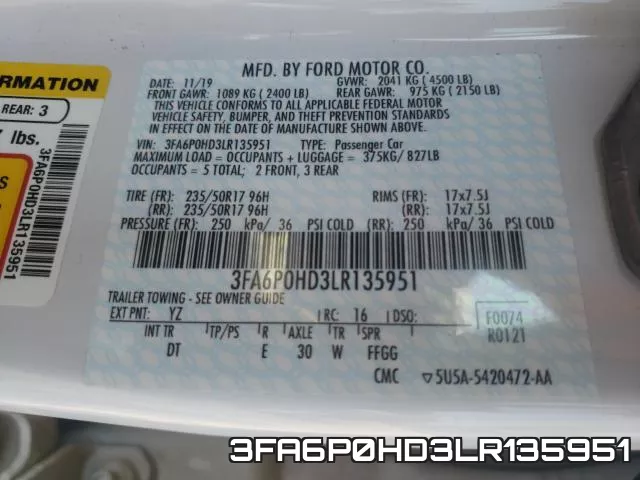 3FA6P0HD3LR135951 фото 2