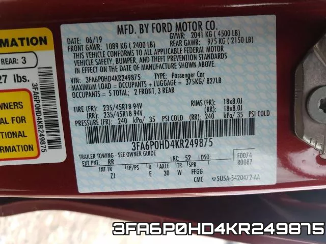 3FA6P0HD4KR249875 фото 2