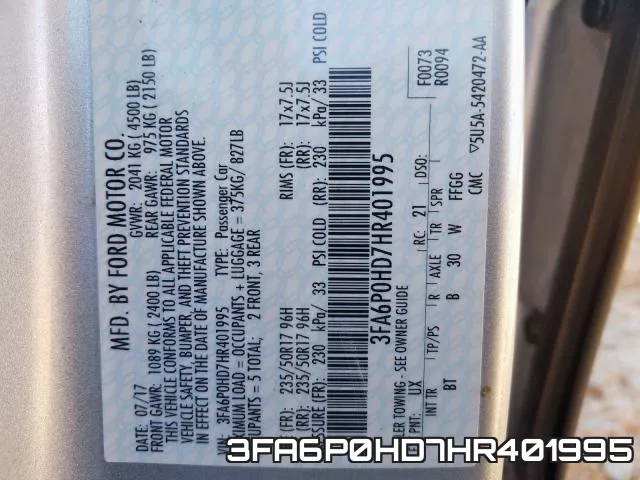 3FA6P0HD7HR401995 фото 2