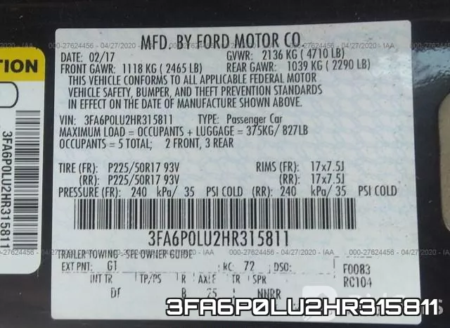 3FA6P0LU2HR315811 фото 10