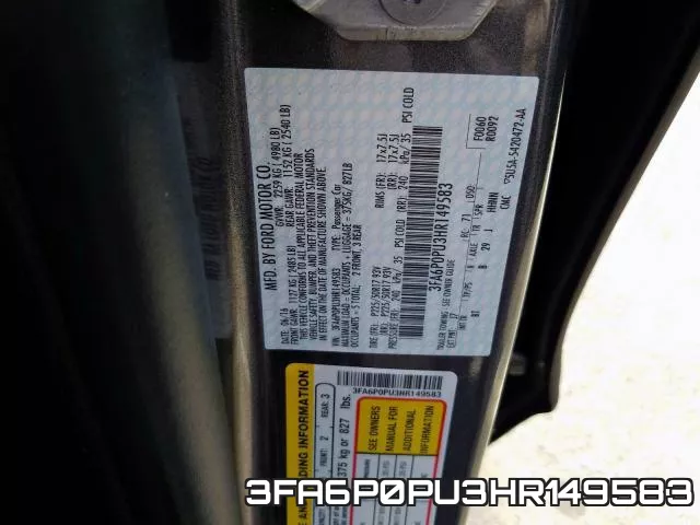 3FA6P0PU3HR149583 фото 2
