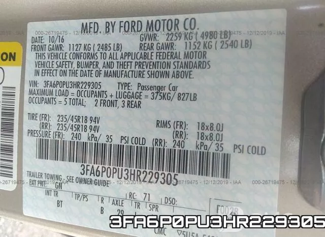 3FA6P0PU3HR229305 фото 10
