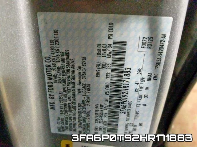 3FA6P0T92HR171883 фото 2