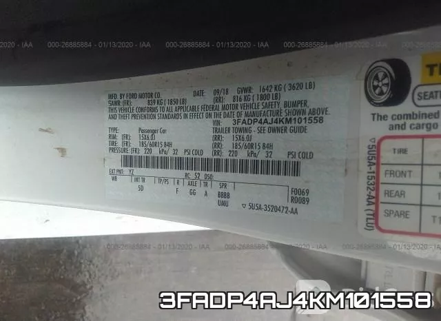3FADP4AJ4KM101558 фото 10