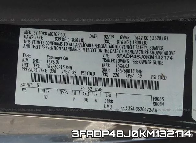 3FADP4BJ0KM132174 фото 10