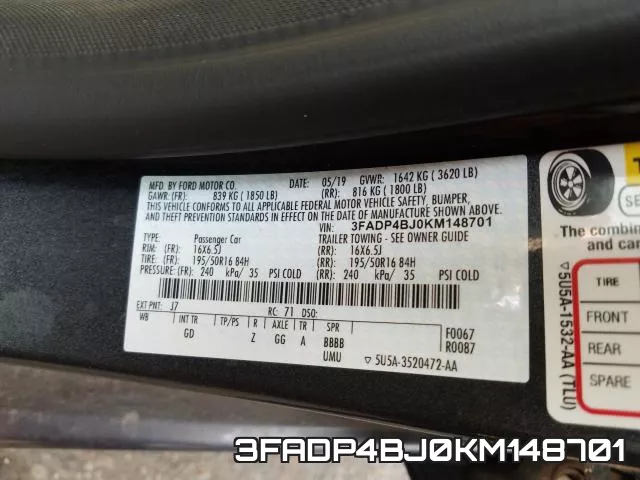 3FADP4BJ0KM148701 фото 2