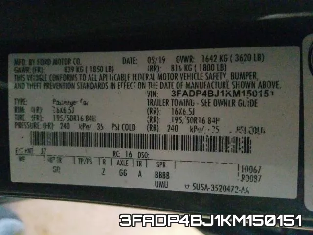 3FADP4BJ1KM150151 фото 2