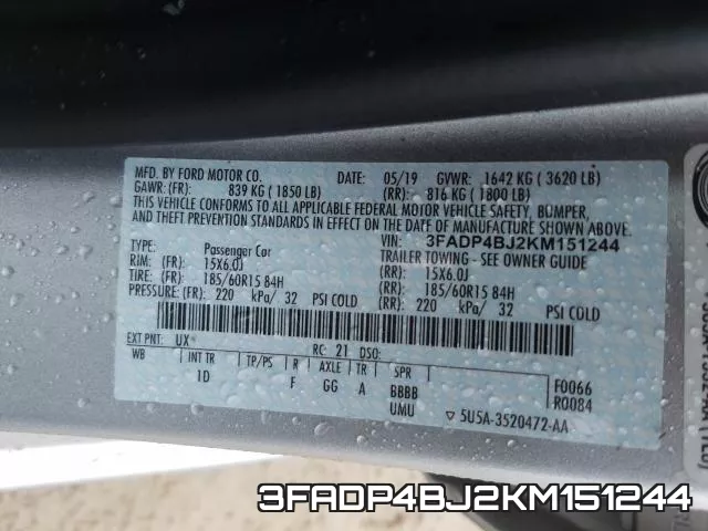 3FADP4BJ2KM151244 фото 2