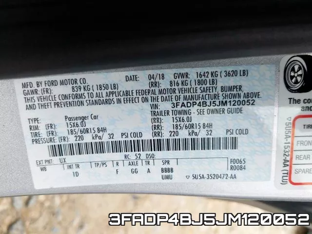 3FADP4BJ5JM120052 фото 2