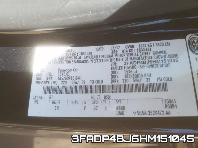3FADP4BJ6HM151045 фото 2