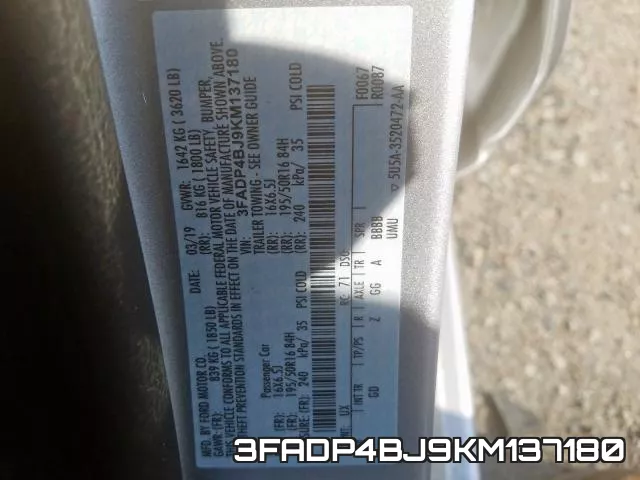 3FADP4BJ9KM137180 фото 2