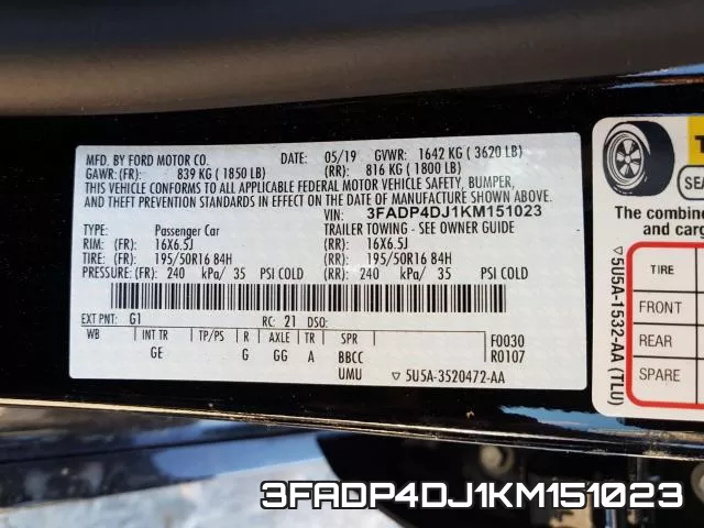 3FADP4DJ1KM151023 фото 2