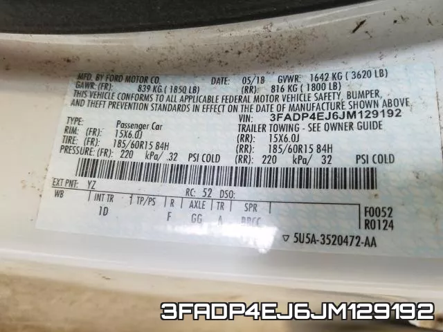 3FADP4EJ6JM129192 фото 2