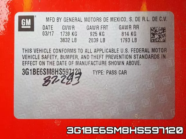 3G1BE6SM8HS597120 фото 2
