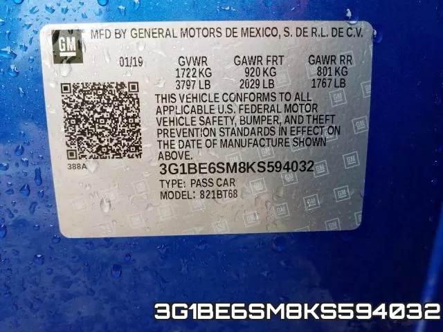 3G1BE6SM8KS594032 фото 2