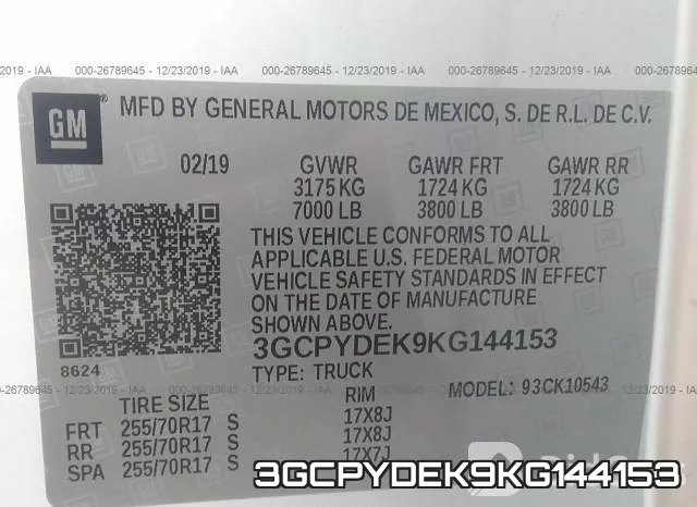 3GCPYDEK9KG144153 фото 10