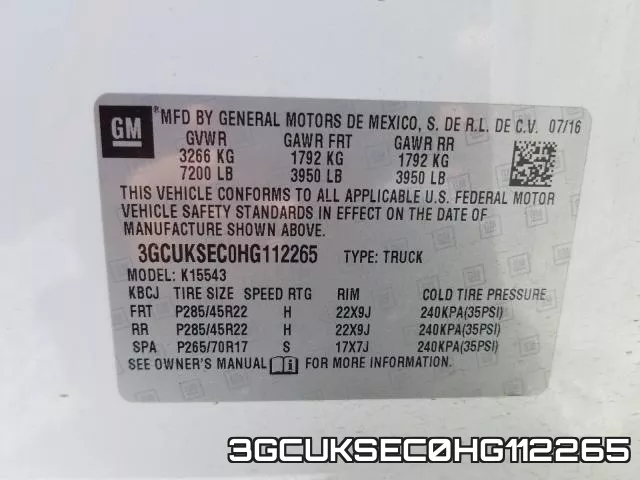3GCUKSEC0HG112265 фото 2