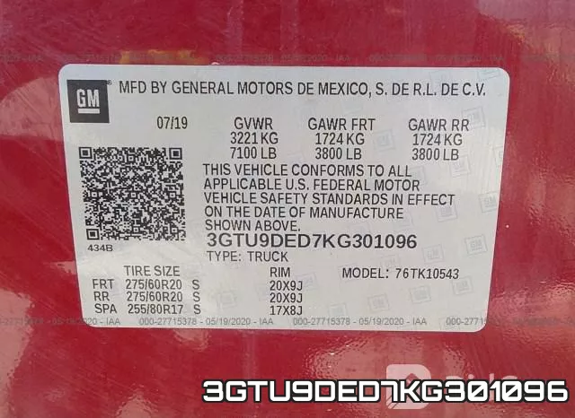 3GTU9DED7KG301096 фото 10