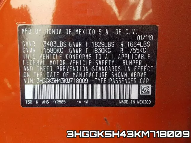 3HGGK5H43KM718009 фото 2