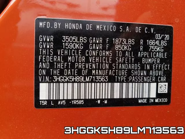 3HGGK5H89LM713563 фото 2