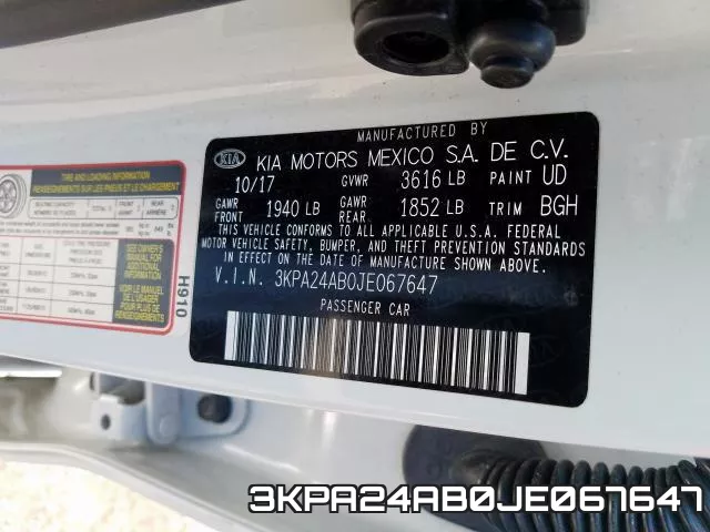 3KPA24AB0JE067647 фото 2